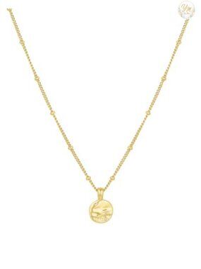 18k Gold Plated Brass Ocean Wave Pendant Necklace 16 inch Dainty Layering